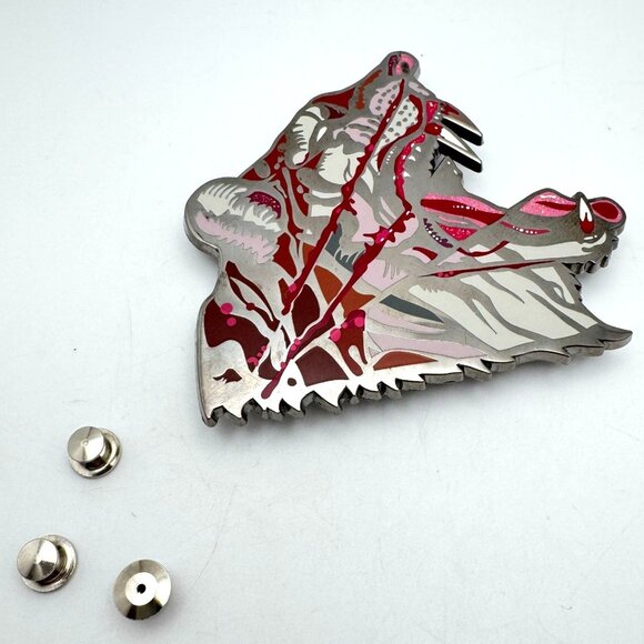 Almost Amusing x Dave Correia Large Enamel Pin Pink Bloody Tiger Rare - Picture 6 of 13